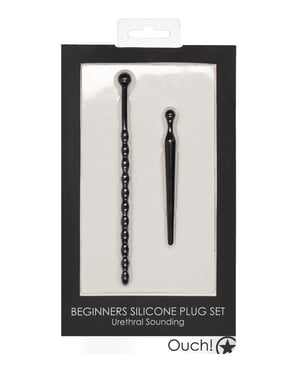 Shots Ouch Urethral Sounding Beginner’s Silicone Plug Set – Black by Ouch product image