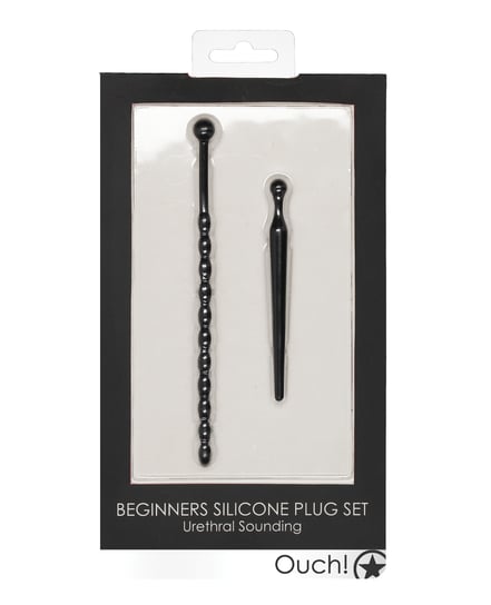 Shots Ouch Urethral Sounding Beginner’s Silicone Plug Set – Black by Ouch product image