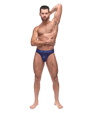 Diamond Mesh Bong Thong Blue S/M by Male Power product image