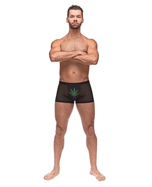 Private Screening Micro Mesh & Modal Pot Leaf Black XL by Male Power product image
