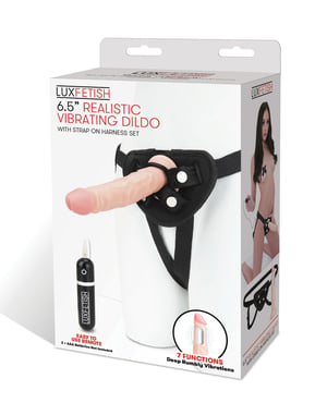Lux Fetish 6.5″ Realistic Vibrating Dildo w/Strap On Harness Set by Lux product image