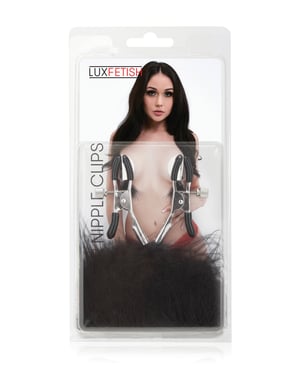 Lux Fetish Feather Nipple Clips – Black by Lux product image