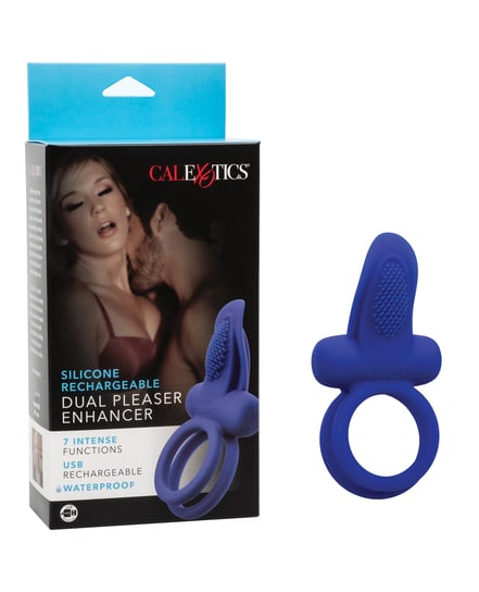 Couple’s Enhancers Silicone Rechargeable Dual Pleaser Enhancer – Blue by Couple's Enhancers product image