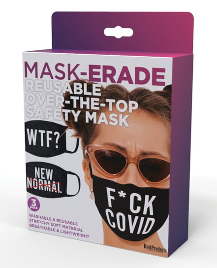 Hott Products Mask-erade Masks – F Covid/WTF?/New Normal X Pack of 3 by Hott Products product image