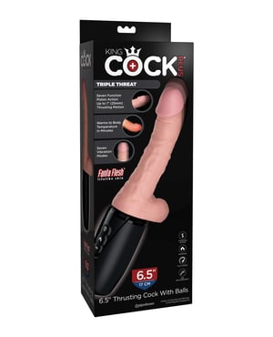 King Cock Plus Thrusting, Warming & Vibrating 6.5″ Triple Threat Dong by King Cock product image