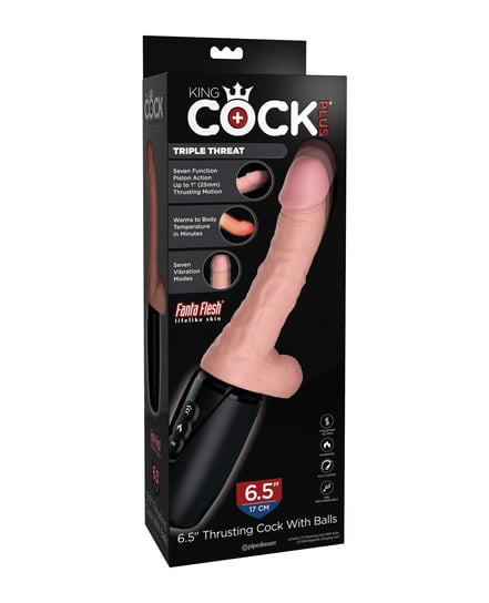 King Cock Plus Thrusting, Warming & Vibrating 6.5″ Triple Threat Dong by King Cock product image