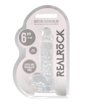 Shots RealRock Realistic Crystal Clear 6″ Dildo w/Balls – Transparent Clear by RealRock product image
