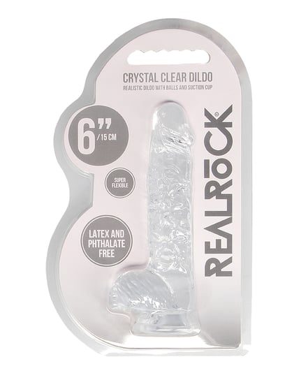 Shots RealRock Realistic Crystal Clear 6″ Dildo w/Balls – Transparent Clear by RealRock product image