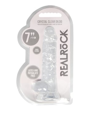 Shots RealRock Realistic Crystal Clear 7″ Dildo w/Balls – Transparent Clear by RealRock product image