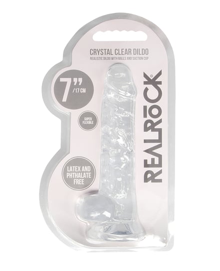 Shots RealRock Realistic Crystal Clear 7″ Dildo w/Balls – Transparent Clear by RealRock product image