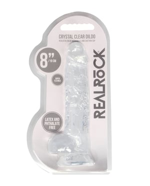 Shots RealRock Realistic Crystal Clear 8″ Dildo w/Balls – Transparent Clear by RealRock product image
