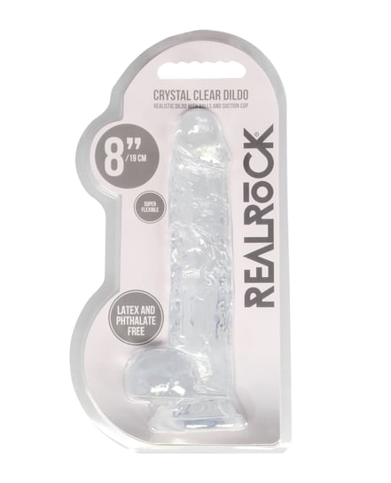 Shots RealRock Realistic Crystal Clear 8″ Dildo w/Balls – Transparent Clear by RealRock product image
