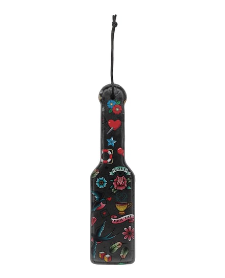 Shots Ouch Old School Tattoo Style Printed Paddle – Black by Ouch product image