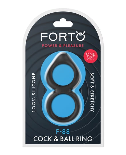 Forto F-88 Double Ring Liquid Silicone Cock Ring – Black by Forto product image