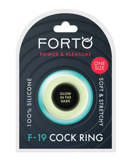 Forto F-19 Two Tone Liquid Silicone Cock Ring – Black/Glow in the Dark by Forto product image