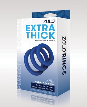 ZOLO Extra Thick Silicone Cock Rings – Blue Pack of 3 by ZOLO product image