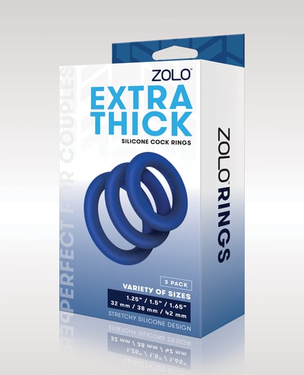 ZOLO Extra Thick Silicone Cock Rings – Blue Pack of 3 by ZOLO product image