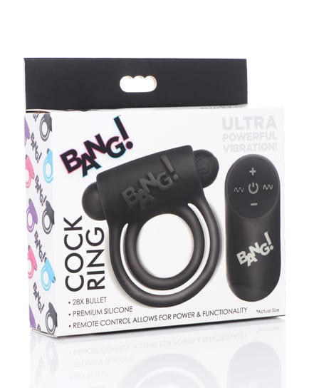 Bang! Vibrating Cock Ring & Bullet w/Remote Control – Black by Bang! product image