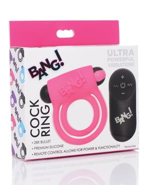 Bang! Vibrating Cock Ring & Bullet w/Remote Control – Pink by Bang! product image