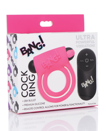 Bang! Vibrating Cock Ring & Bullet w/Remote Control – Pink by Bang! product image