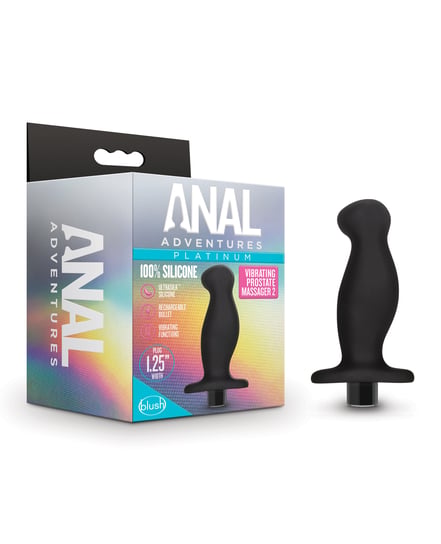 Blush Anal Adventures Platinum Silicone Vibrating Prostate Massager 02- Black by Anal Adventures product image