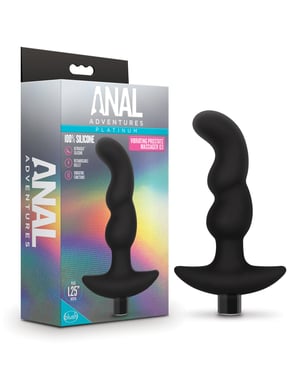 Blush Anal Adventures Platinum Silicone Vibrating Prostate Massager 03- Black by Anal Adventures product image