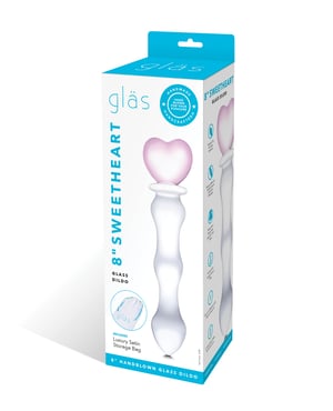 Glas 8″ Sweetheart Glass Dildo – Pink/Clear by Glas product image