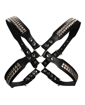 Shots Uomo Men’s Pyramid Stud Body Harness – Black by Ouch Uomo product image