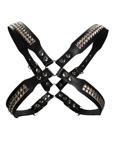 Shots Uomo Men’s Pyramid Stud Body Harness – Black by Ouch Uomo product image