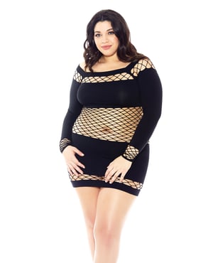 Nothing to Hide Nylon & Diamond Net Chemise Black QN by Glitter product image