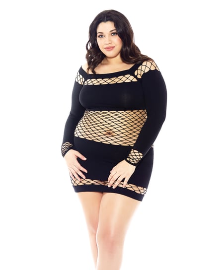 Nothing to Hide Nylon & Diamond Net Chemise Black QN by Glitter product image