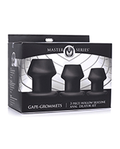 Master Series Gape-Grommets 3 pc Hollow Silicone Anal Dilator Set – Black by Master Series product image
