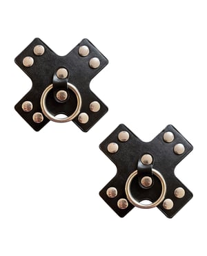 Neva Nude Burlesque Pierced N’ Punked Leather Metal X Silicone Reusable Pasties – Black O/S by Neva Nude product image