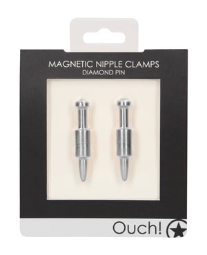 Shots Ouch Pin Magnetic Nipple Clamps – Silver by Ouch product image