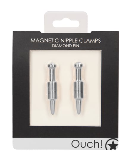 Shots Ouch Pin Magnetic Nipple Clamps – Silver by Ouch product image