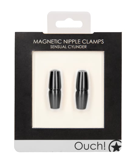 Shots Ouch Sensual Cylinder Magnetic Nipple Clamps – Black by Ouch product image