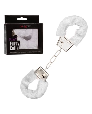 Playful Furry Cuffs – White by California Exotic Novelties product image