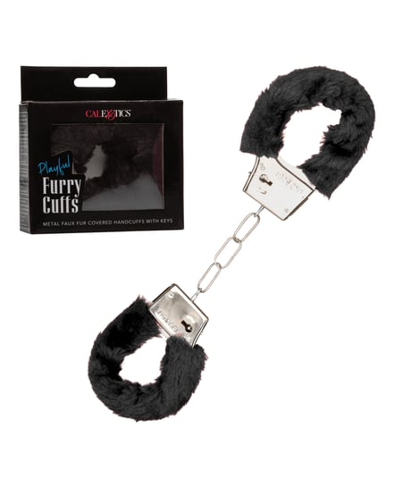 Playful Furry Cuffs – Black by California Exotic Novelties product image