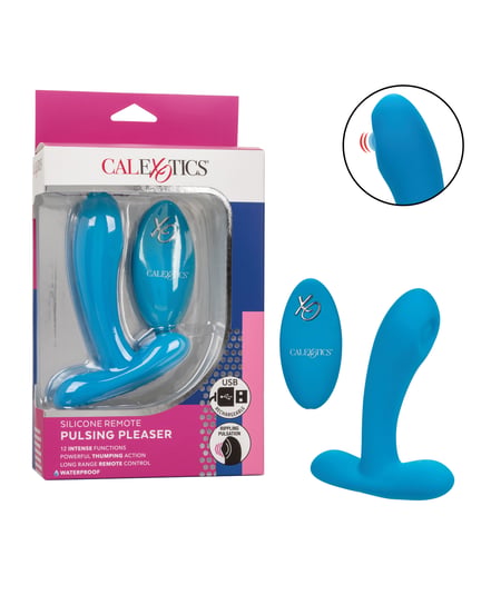 Silicone Pulsing Pleaser w/Remote – Blue by Remote Controlled Vibes product image