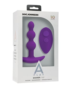 A Play Beaded Rechargeable Silicone Anal Plug w/Remote – Purple by A-Play product image