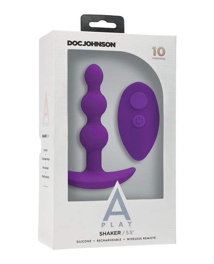 A Play Beaded Rechargeable Silicone Anal Plug w/Remote – Purple by A-Play product image