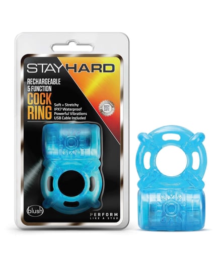 Blush Stay Hard Rechargeable 5 Function Cock Ring – Blue by Stay Hard product image