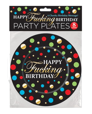 Happy Fucking Birthday Plates – Pack of 8 by Candy Prints product image