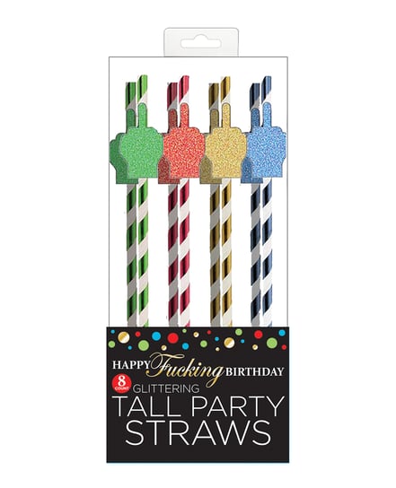 Happy Fucking Birthday Tall Straws – Pack of 8 by Candy Prints product image