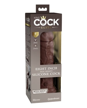 King Cock Elite 8″ Dual Density Silicone Cock – Brown by King Cock Elite product image