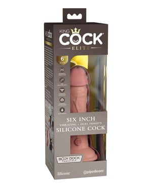 King Cock Elite 6″ Dual Density Vibrating Silicone Cock – Light by King Cock Elite product image