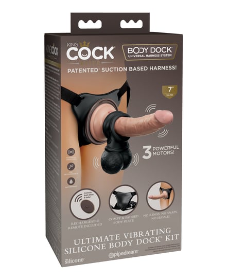 King Cock Elite Ultimate Vibrating Silicone Body Dock Kit w/Remote by King Cock Elite product image