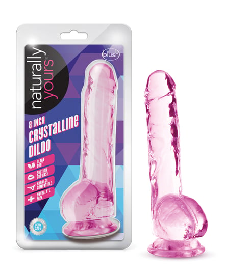Blush Naturally Yours 8″ Crystalline Dildo – Rose by Naturally Yours product image