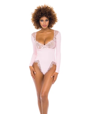 Maria Ribbed Knit & Lace Teddy Crystal Rose LG by RSVP by Oh la la Cheri product image