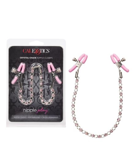 Nipple Play Crystal Chain Nipple Clamps – Pink by Nipple Play product image